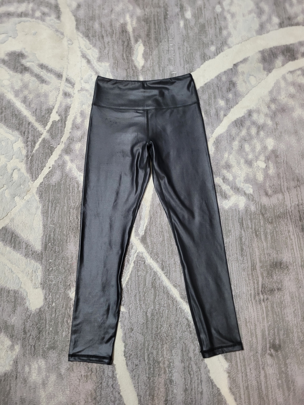 ZYIA Women Black Faux Leather-Look Leggings Size 6-8